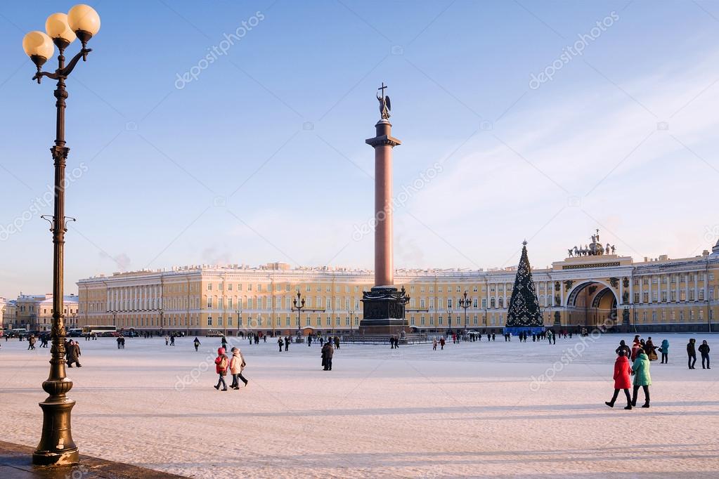 Palace Square in St. Petersburg in winter