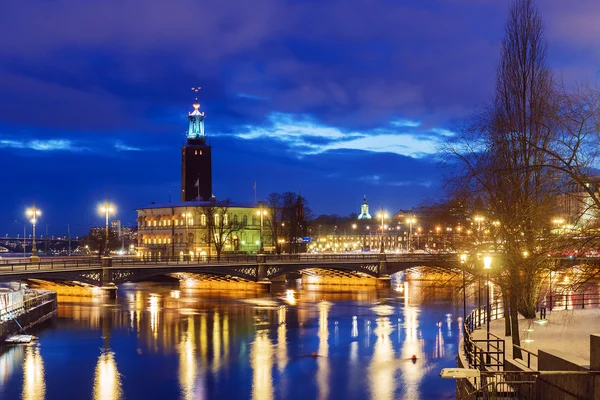 Noc w Sztokholmie, Szwecja — Zdjęcie stockowe