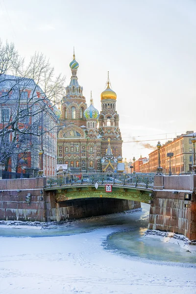 Church of the Saviour on Spilled Blood in St. Petersburg in a co — Stock Photo, Image