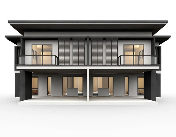 Evin 3D görüntüsü beyaz renkte izole edilmiş.