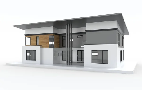 Evin 3D görüntüsü beyaz renkte izole edilmiş.