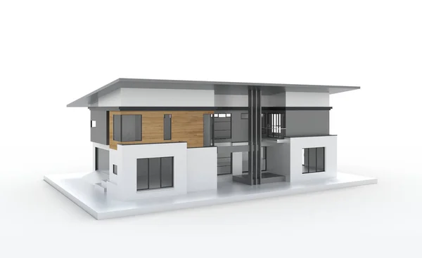 Evin 3D görüntüsü beyaz renkte izole edilmiş.