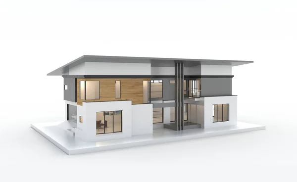 Evin 3D görüntüsü beyaz renkte izole edilmiş.