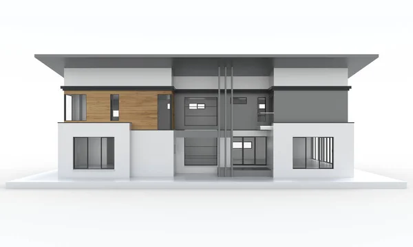 Evin 3D görüntüsü beyaz renkte izole edilmiş.