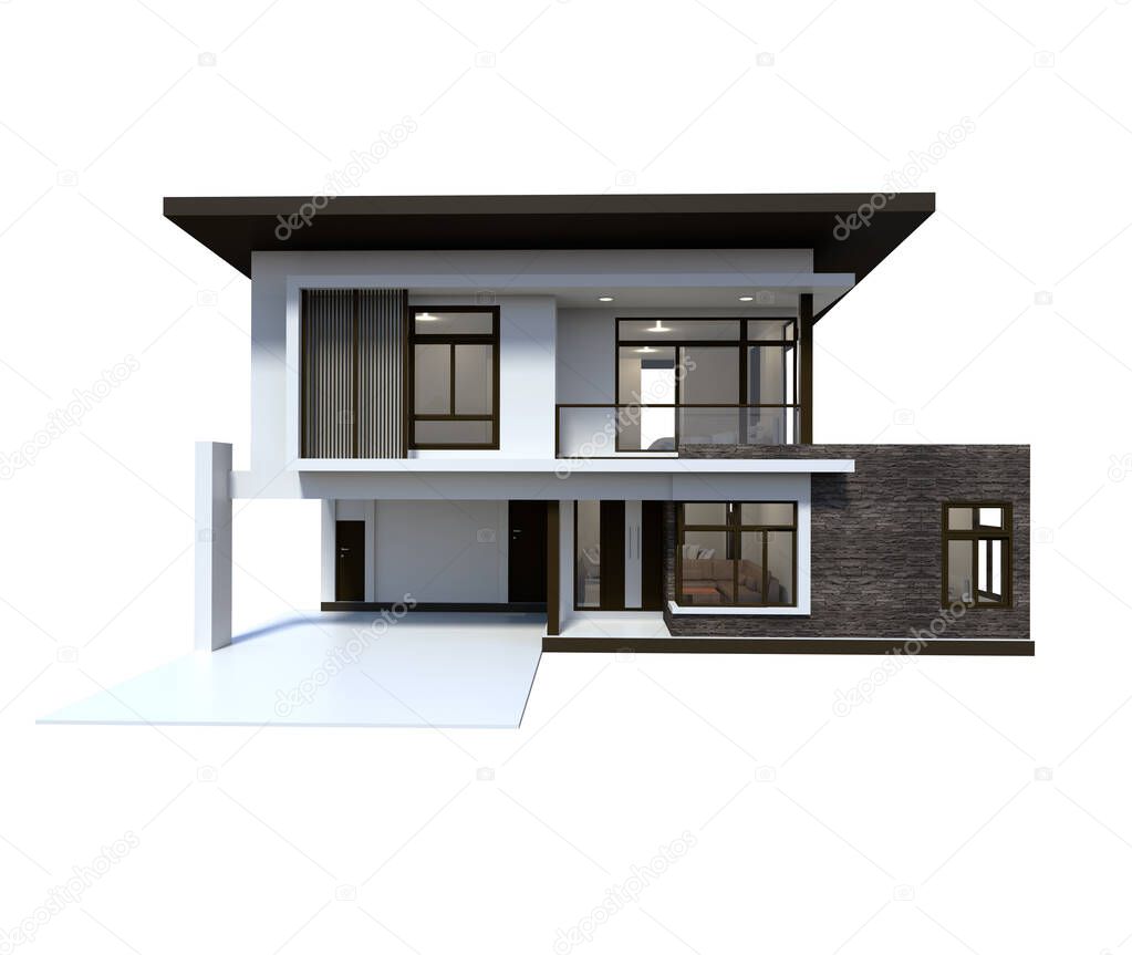 3d render of house isolated on a white.
