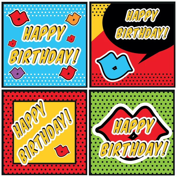 Vintage Birthday Cards set Pop Art sign