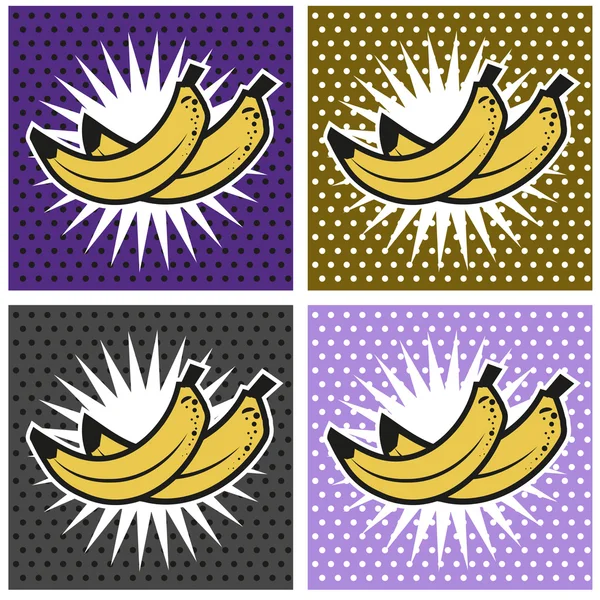 Banana Pop Art Set Fundos Retro Ilustração — Fotografia de Stock