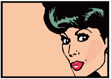 Vintage Clip Art kadın gizli kart büyük aç gözlerini