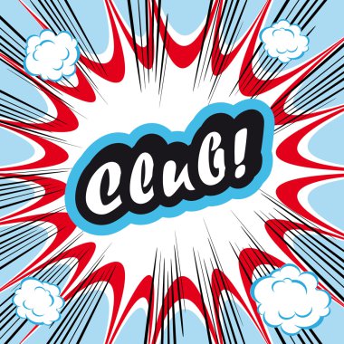 Çizgi roman arka plan Club! kavram ya da kavramsal şirin kulüp metin