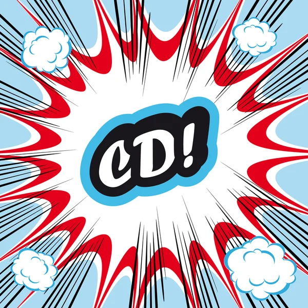 漫画书背景 Cd ！ 概念概念可爱 Cd 上或文本 — 图库照片