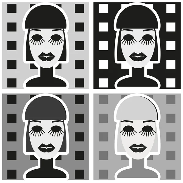 Pop Art Background with woman face in minimalism style Portrait — Stock Photo, Image