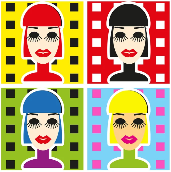 Pop Art Background with woman face in minimalism style Portrait — Stock Photo, Image