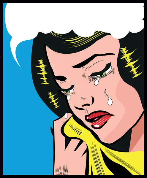 Cry Sad woman pop art illustration pin up style background Pop A