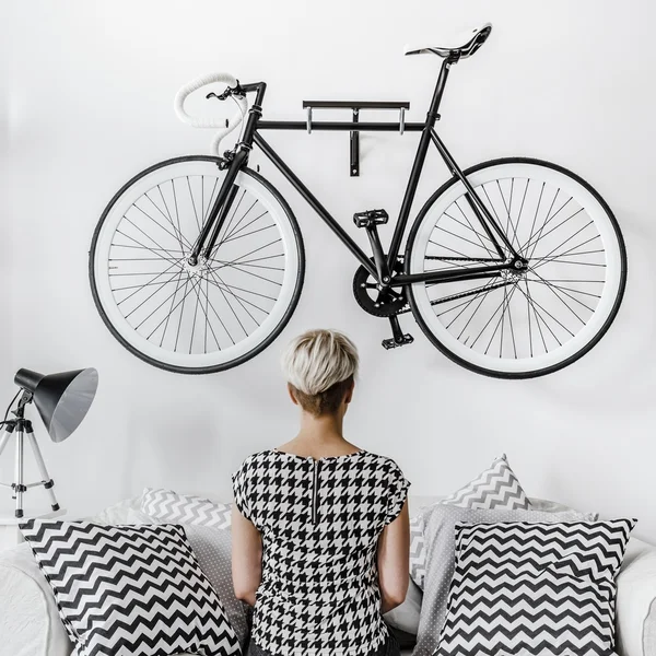 Quarto hipster preto e branco — Fotografia de Stock