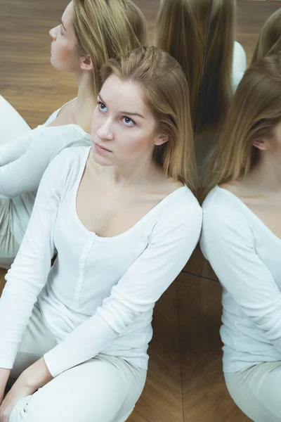 Depressed female with paranoia — Stock Photo, Image