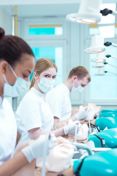 Dentistry student needs a lot of practice — Stock Photo, Image