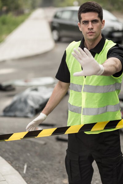 Полицейский, запрещающий въезд
