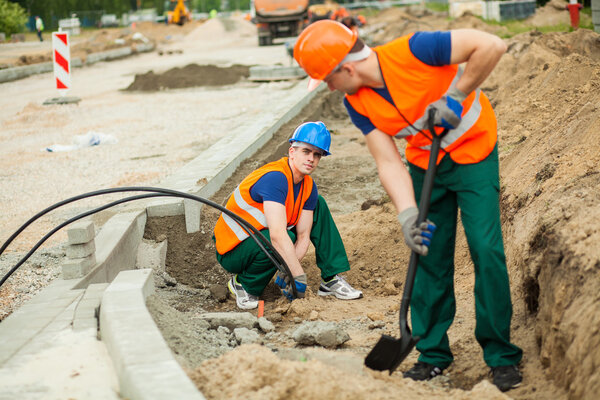 Road construction workers