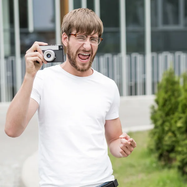 Muž s kamerou — Stock fotografie