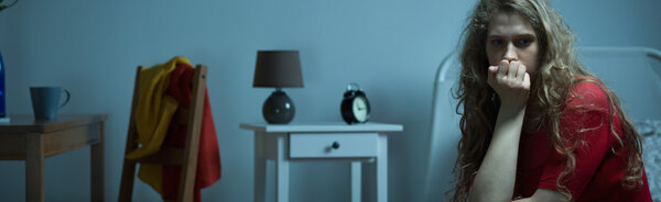 Bad mood girl sitting 