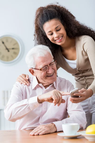 Never too old for new technology — Stock Photo, Image