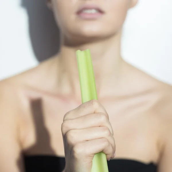 Kısıtlı diyet sırasında Skinny kız — Stok fotoğraf