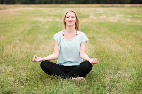 Çayır üzerinde meditasyon — Stok fotoğraf