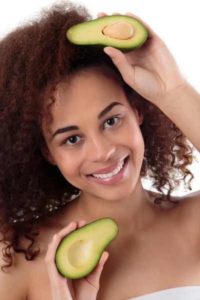 El aguacate es bueno para mi cabello y mi piel. —  Fotos de Stock