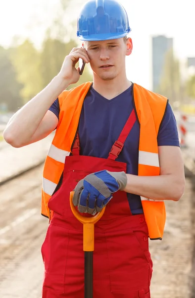 Employee at road construction — Stock Photo, Image