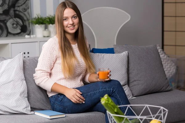 Glass of juice for good start — Stock Photo, Image