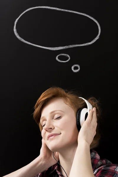 Listening to her favourite song — Stock Photo, Image