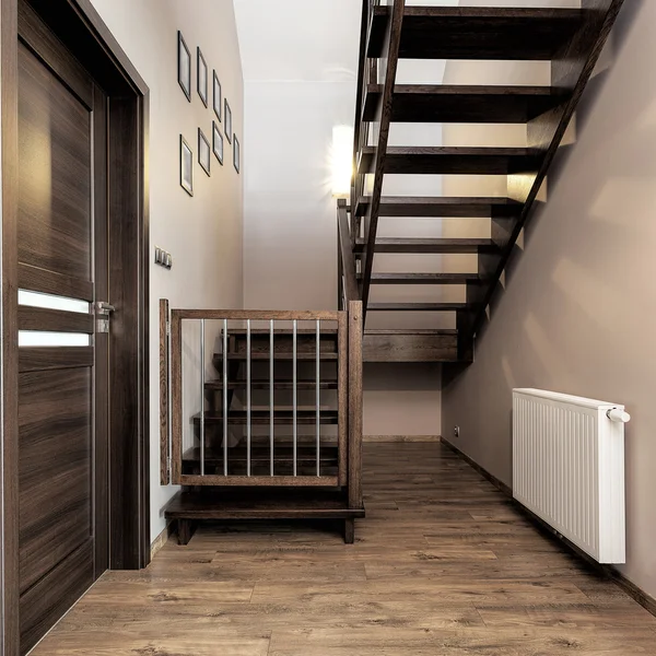 Urban apartment - wooden stairs — Stock Photo, Image