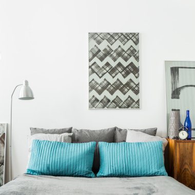 Mavi yatak takımları ile evlilik bed