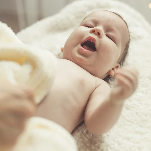 Newborn after bathing — Stock Photo, Image