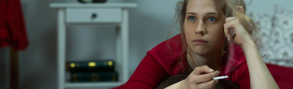Teenager with problems smoking cigarettes