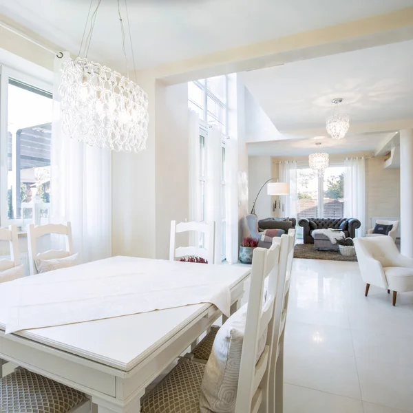 La cucina luminosa combinata con il soggiorno in un appartamento — Foto Stock