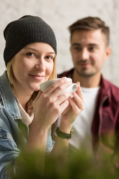 Delicious coffee with my boyfriend — Stock Photo, Image