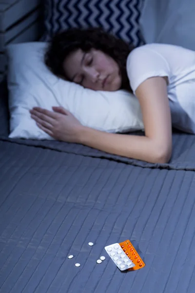 Medicatie nodig zijn om goede nacht is slaap — Stockfoto