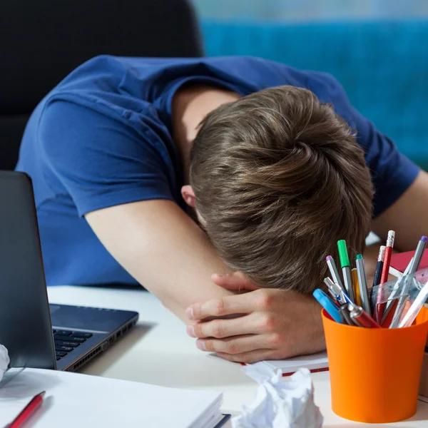 Student sleeping on his notes — Stock Photo, Image
