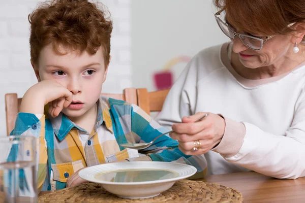 Wishing this meal would finally end — Stock Photo, Image