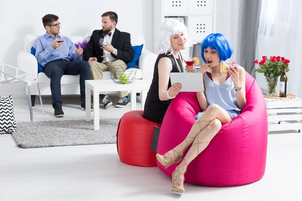 Having fun at corporate costume party — Stock Photo, Image