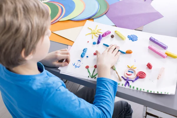 Classes from plasticine at school — Stock Photo, Image