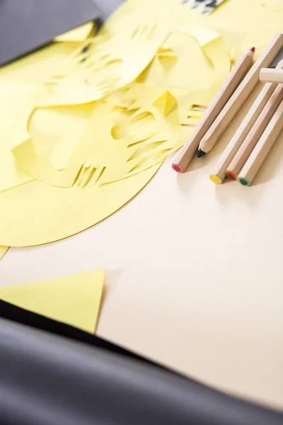 Desk during art classes — Stock Photo, Image