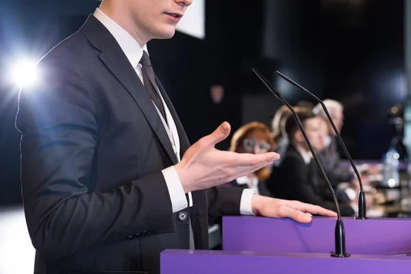 Convincing speech of a young politician — Stock Photo, Image