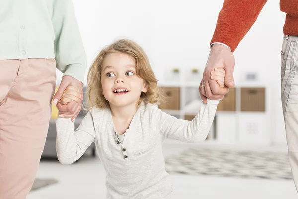 Child always needs support of parents — Stock Photo, Image