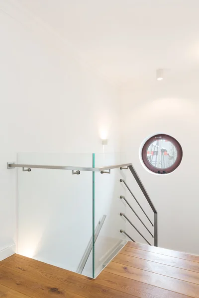 Minimalist stairway leading down to modern interiors — Stock Photo, Image