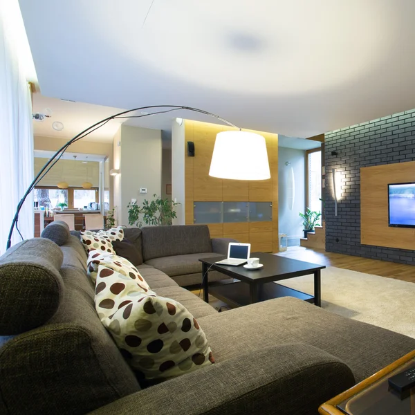 Modern spacious living room — стоковое фото