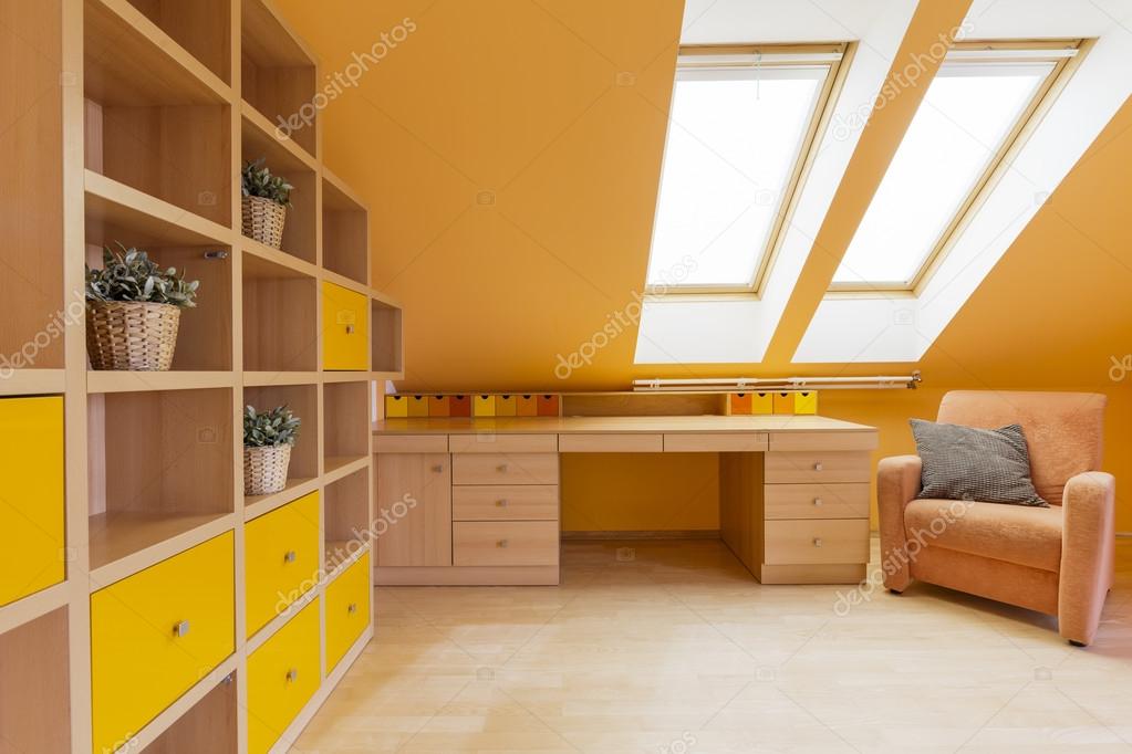 Attic Study Room Attic Study Room Idea Stock Photo