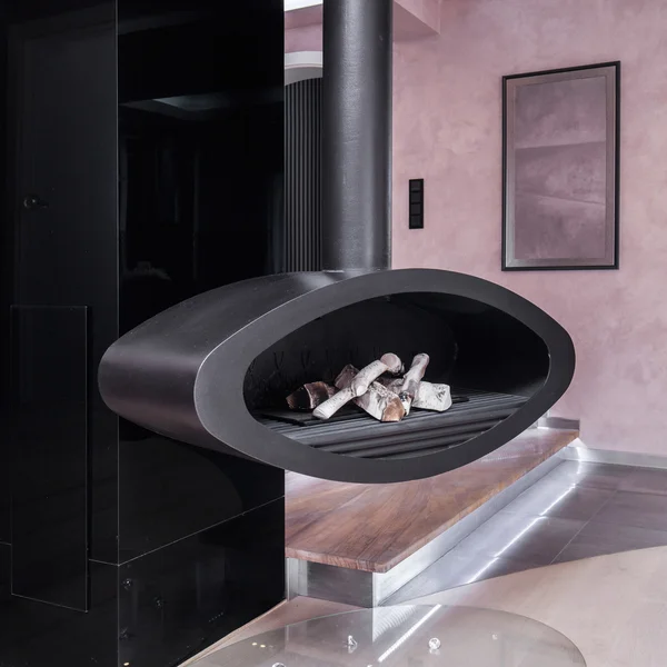 New fireplace in fancy villa — Stock Photo, Image
