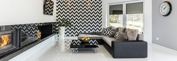 Modern interieur in zwarte en witte kleuren — Stockfoto